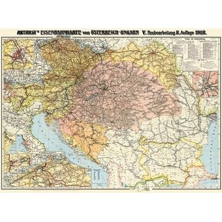 sterreich-Ungarn 1918 Eisenbahnkarte (gefaltete Karte)
