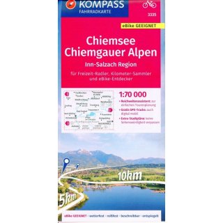 KOMPASS Fahrradkarte Chiemsee, Chiemgauer Alpen 1:70.000, FK 3335