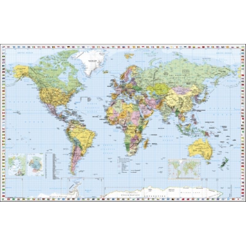 Weltkarte mit Flaggenrand 1:33.000.000 - LandkartenSchropp.de Online Shop