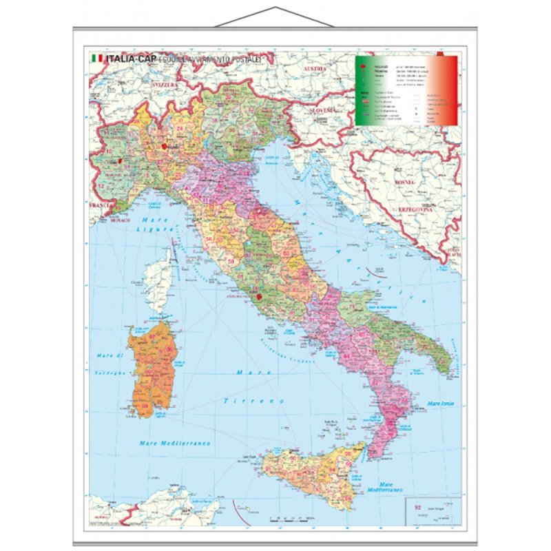 Italien Postleitzahlenkarte 1:1.600.000 - LandkartenSchropp.de Online Shop