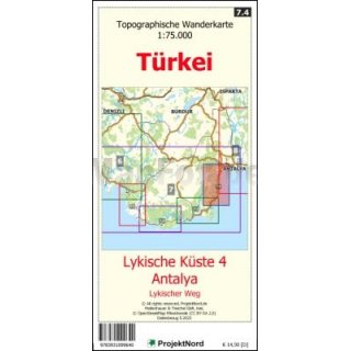 Lykische Kste 4 - Antalya - Lykischer Weg - Topographische Wanderkarte 1:75.000 Trkei (Blatt 7.4)