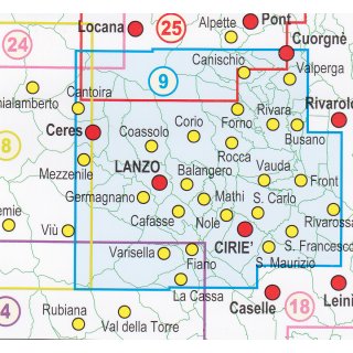 9 Basse valli di Lanzo/Alto Canavese/la Mandria  1:25.000