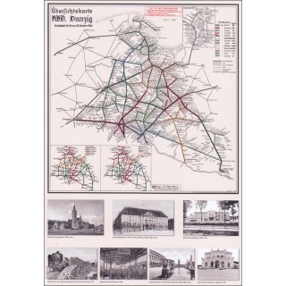 Deutsche Reichsbahn bersichtskarte Danzig 1944 (gefaltete Karte)